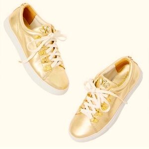 Lilly Pulitzer • Hallie Gold studded Sneaker Size 8 💥RARE 💥